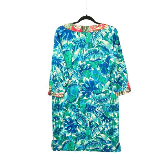 Caribbean Joe Women's Tropical Paradise Print Resort Casual Vacation Dress SZ L - Picture 2 of 8